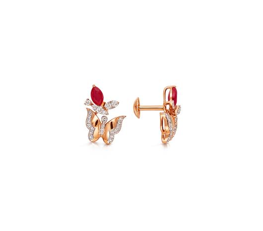 Crimson Butterfly 18 kt Diamond Earrings